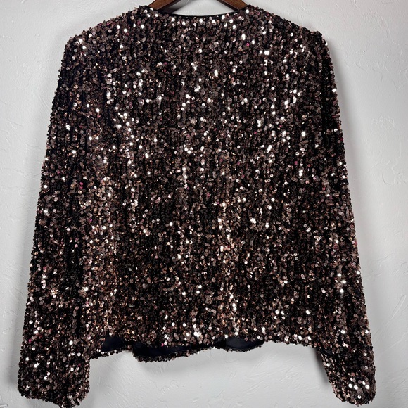 Antthony Women's Black Velvet Copper Sequin Jacket Size 1X - Picture 3 of 15